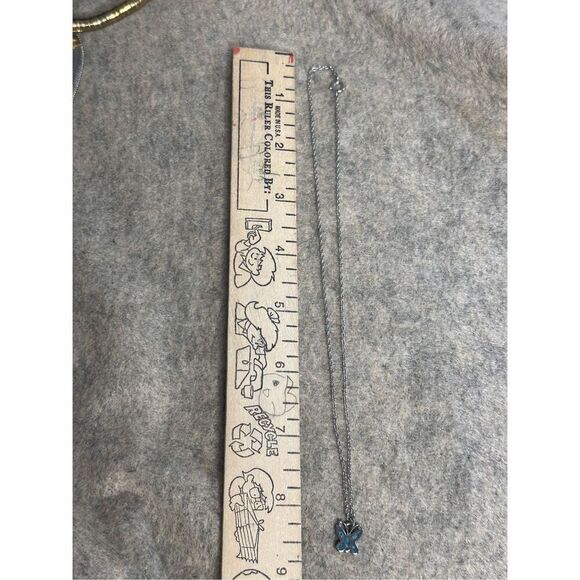 Stunning adjustable Vintage butterfly -Shaped Blue Turquoise Silver tone Pendant - Picture 5 of 6